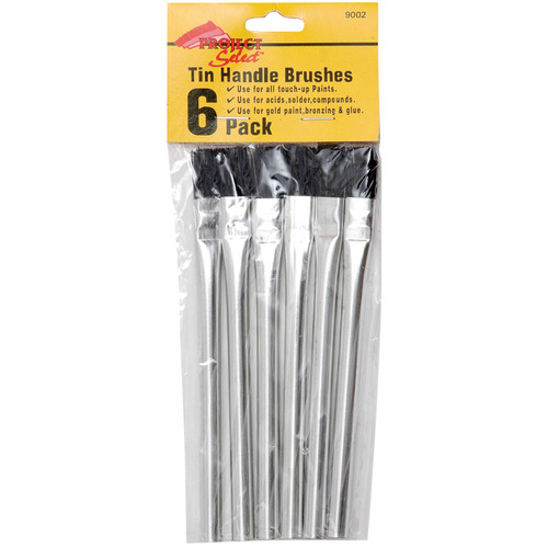 6/Pkg - Tin Handle Brushes - J.R. Edwards