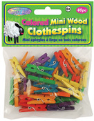 Colored Mini Wood Clothespins