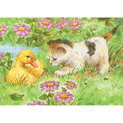Kitten & Duckling - Mini Color Pencil By Number Kit 5"X7"