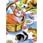 Family Pets - Mini Color Pencil By Number Kit 5"X7"