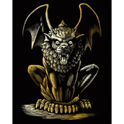 Lion Gargoyle - Gold Foil Engraving Art Kit 8"X10"
