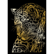 Leopard In Tree - Gold Foil Engraving Art Mini Kit 5"X7"