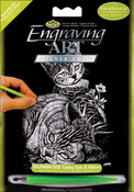 Tabby Cat & Kitten - Silver Foil Engraving Art Mini Kit 5"X7"