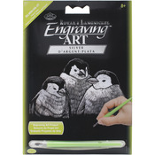 Penguin Chicks - Silver Foil Engraving Art Mini Kit 5"X7"