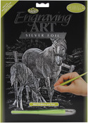 Mare & Foal - Silver Foil Engraving Art Kit 8"X10"