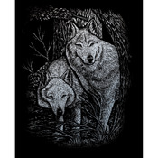 Wolves In The Trees - Silver Foil Engraving Art Kit 8"X10"