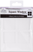 White Trifold W/Square Window Opening - Cards & Envelopes 4"X5.25" 6/Pkg