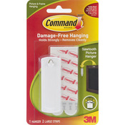 White 1 Hanger & 2 Strips - Command Large Sawtooth Picture Hangers