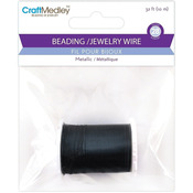 Black - Metallic Beading & Jewelry Wire 28 Gauge 32'/Pkg