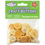 Natural - Craftwood Assorted Craft Buttons 40/Pkg