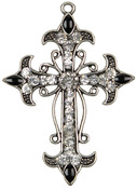 Silver and Clear Cross - Jewelry Basics Metal Accent 1/Pkg