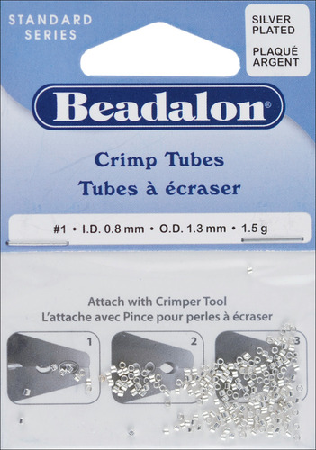 Beadalon Crimp Beads Size 1 1.5g Silver-Plated