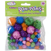 Assorted Glamour Colors And Sizes - Pom-Poms Glitter Pack 75/Pkg