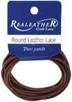 Brown - Round Leather Lace 2mm Carded 2yd