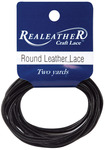 Black - Round Leather Lace 2mm Carded 2yd
