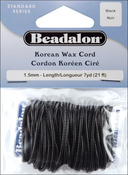 Black - Korean  Wax Cord 1.5mm 7 Yards/Pkg