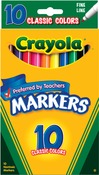 Classic Colors 10/Pkg - Crayola Fine Line Markers