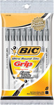 Black - Bic Ultra Round Stic Grip Ball Pens Medium Point 8/Pkg