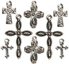 Cross Silver/Black 8/Pkg - Jewelry Basics Metal Charms