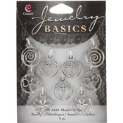 Silver Shapes 9/Pkg - Jewelry Basics Metal Charms