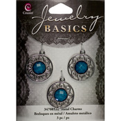 Filigree Silver/Turquoise 3/Pkg - Jewelry Basics Metal Charms