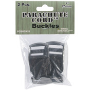 Black - Parachute Cord Bracelet Buckles 25mm 2/Pkg