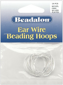 Silver Plated & Nickel-Free - Ear Wire Beading Hoops Medium 25mm 14/Pkg