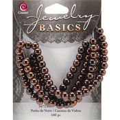 Brown Metallic Round - Jewelry Basics Glass Beads 6mm 100/Pkg