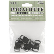 Black - Parachute Cord Bracelet Buckles 12mm 6/Pkg