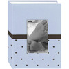 Blue/Brown - Baby Dot Fabric Frame 4"X6" Photo Album 100 Pockets
