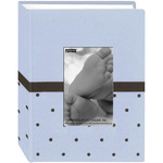 Blue/Brown - Baby Dot Fabric Frame 4"X6" Photo Album 100 Pockets