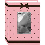 Pink/Brown - Baby Dot Fabric Frame 4"X6" Photo Album 100 Pockets
