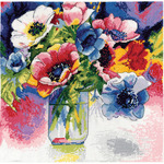 12"X12" 14 Count - Watercolor Anemonies Counted Cross Stitch Kit