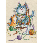 5"X7" 14 Count - Yarn Cats Counted Cross Stitch Kit