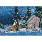 7"X5" 18 Count - Gold Petite Quiet Night Counted Cross Stitch Kit