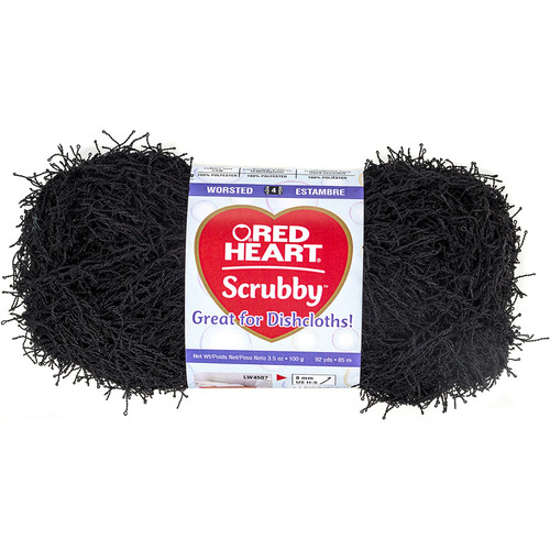 Red Heart Scrubby Yarn-Black - 073650002007