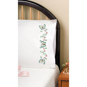 Aqua Butterfly - Stamped Pillowcase Pair For Embroidery 20"X30"