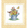 Stamped Cross Stitch Quilt Blocks 15"X15" 6/Pkg - Spring Watering Can