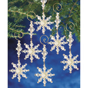 Holiday Beaded Ornament Kit - Snow Crystal Danglers 4"X2" Makes 8