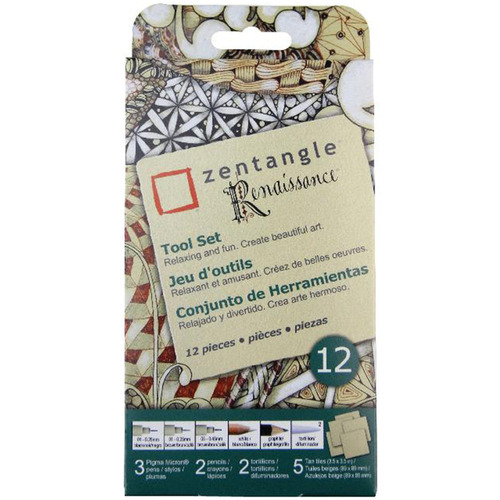 Zentangle Renaissance Tool Set 12pc-Tan Tile