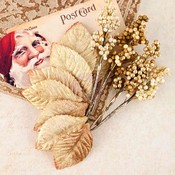 Red Stocking Velvet Mulberry Paper Leaves - A Victorian Christmas - Prima