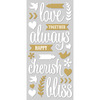Love, White W/Gold - Paper House ColorWays Foiled Puffy Stickers 3"X6.35"