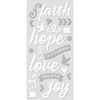 Faith, White W/Silver - Paper House ColorWays Foiled Puffy Stickers 3"X6.35"