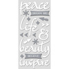Peace, White W/Silver - Paper House ColorWays Foiled Puffy Stickers 3"X6.35"