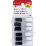 Black & White 12/Pkg - Transparent Plastic Class 15 Bobbins - Threaded In Case