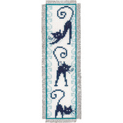 2.5"X8" 14 Count Set Of 2 - Cheerful Cats Bookmarks On Aida Counted Cross Stitch Kit