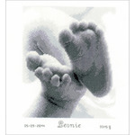 7"X8" 18 Count - Baby Feet Birth Record On Aida Counted Cross Stitch Kit