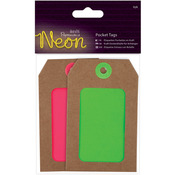 Pink & Green - Papermania Neon Pocket Tags 4/Pkg