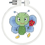 Kid Stitch Bug & Flower Stamped Cross Stitch Kit - 3" Round