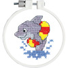 Kid Stitch Dolphin Splash Stamped Cross Stitch Kit - 3" Round